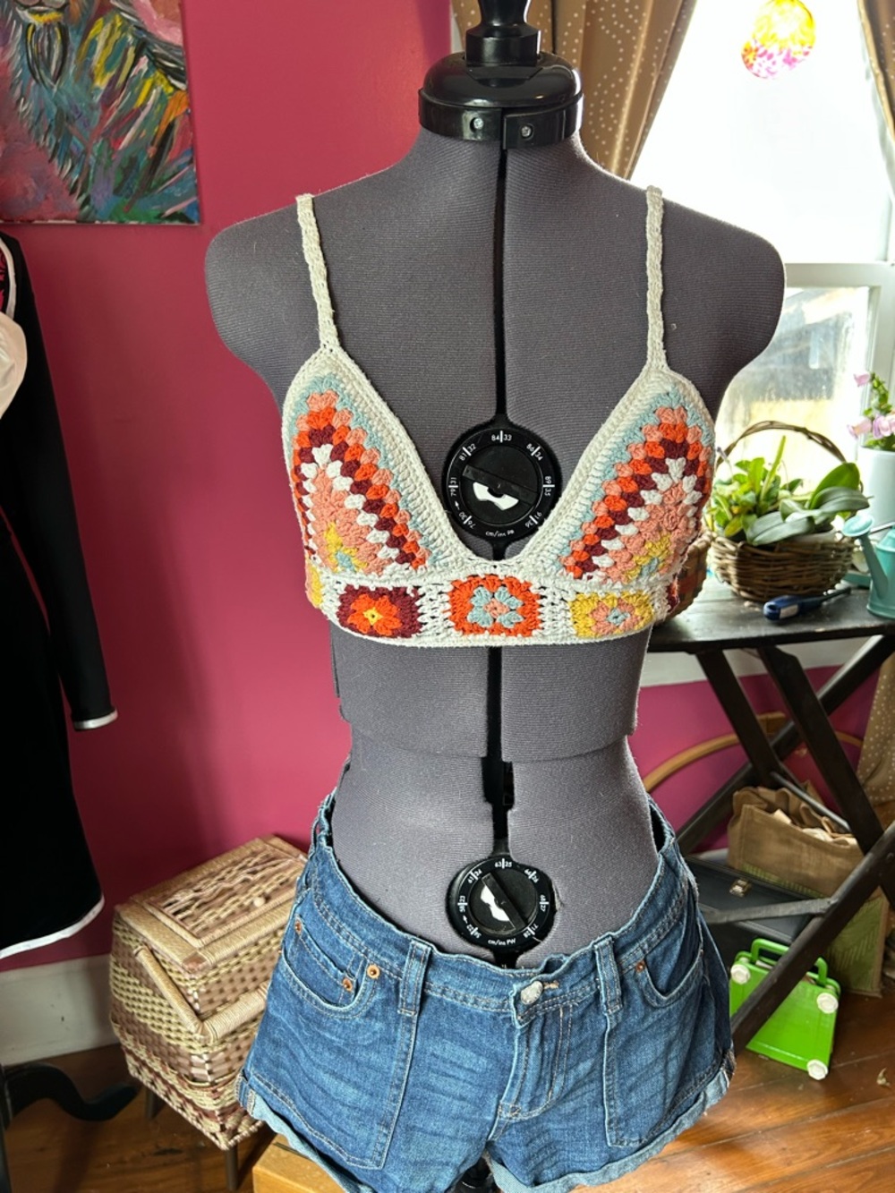 Crochet Bralette Top in Multicolor